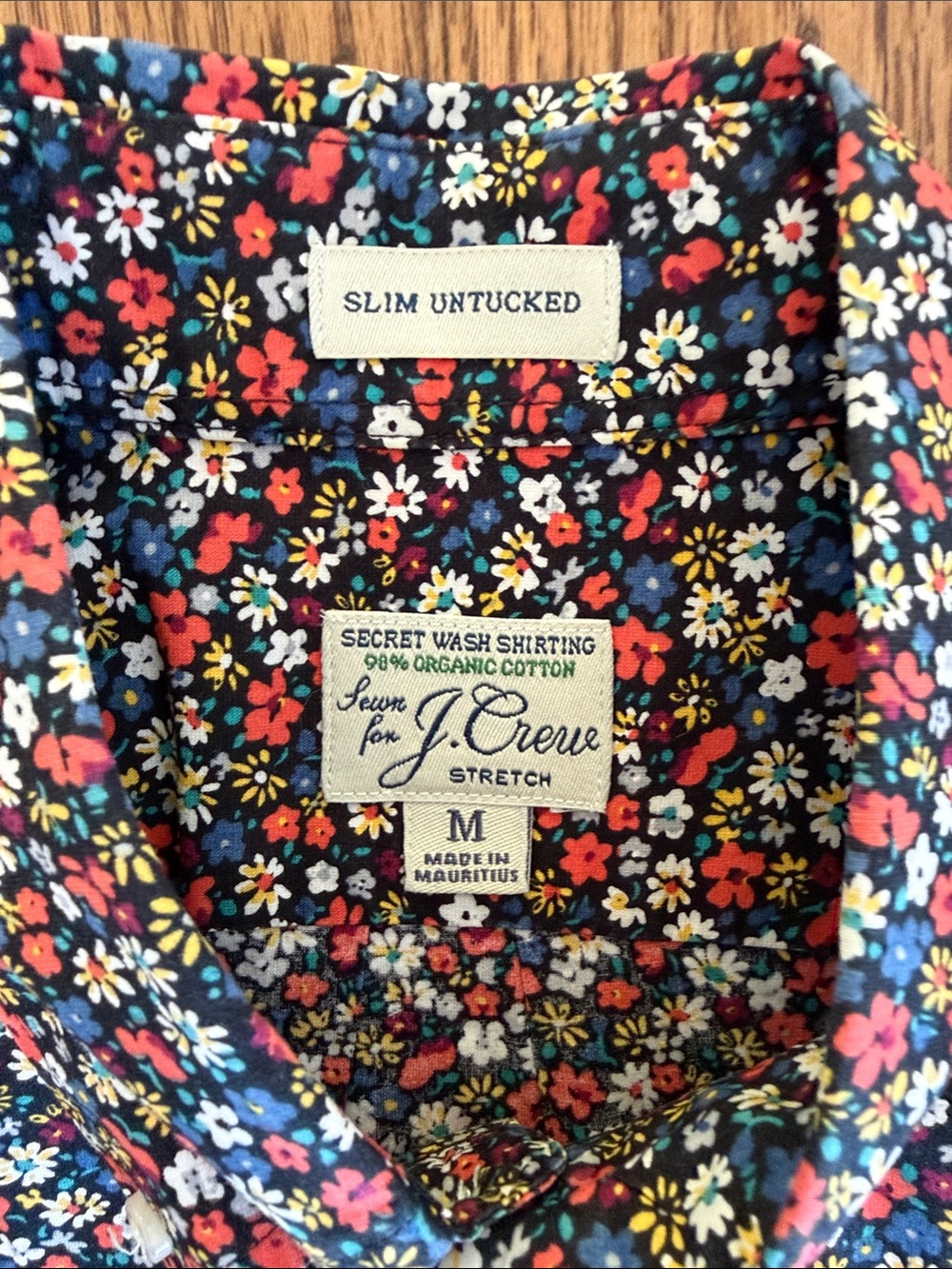 J. Crew black floral Button-Down Shirt with Red, Yellow and White Floral Print - Picture 3 of 4